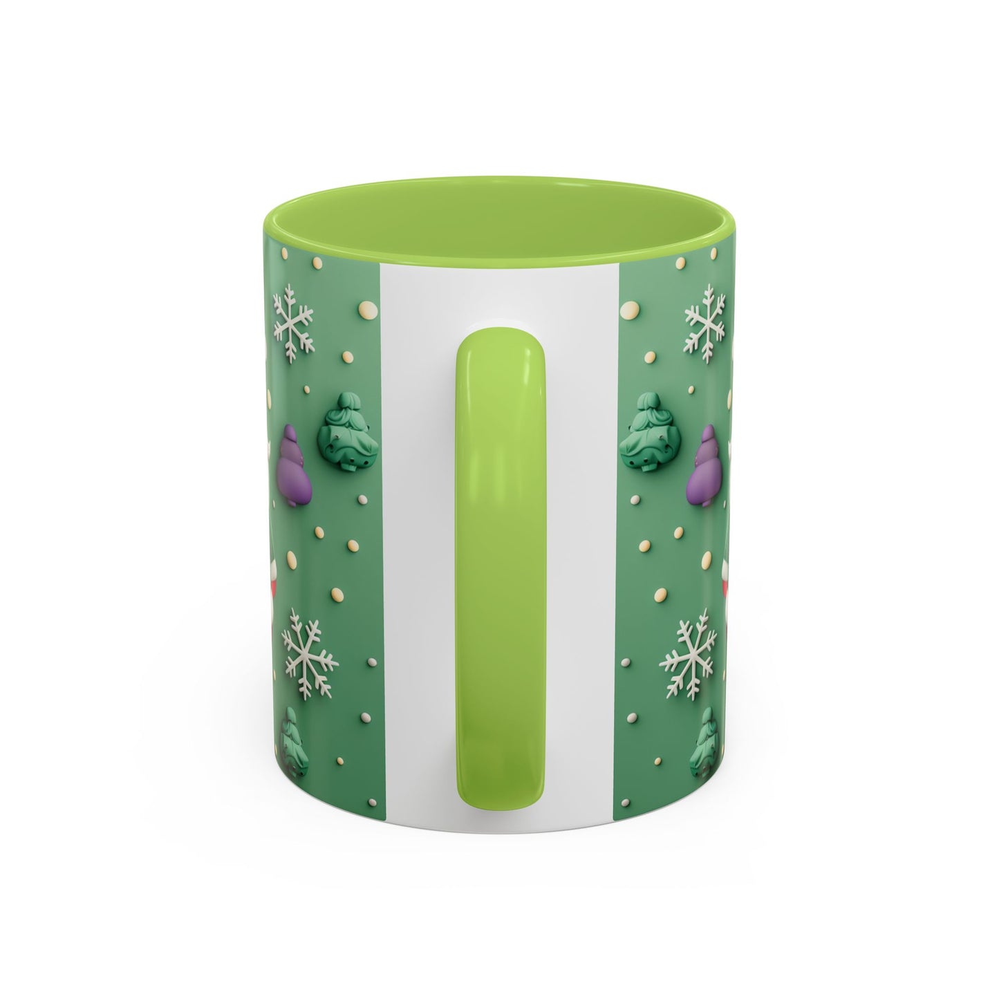 Whimsical Santa Pattern Accent Coffee Mug | Christmas Santa Snowflakes 11oz 15oz