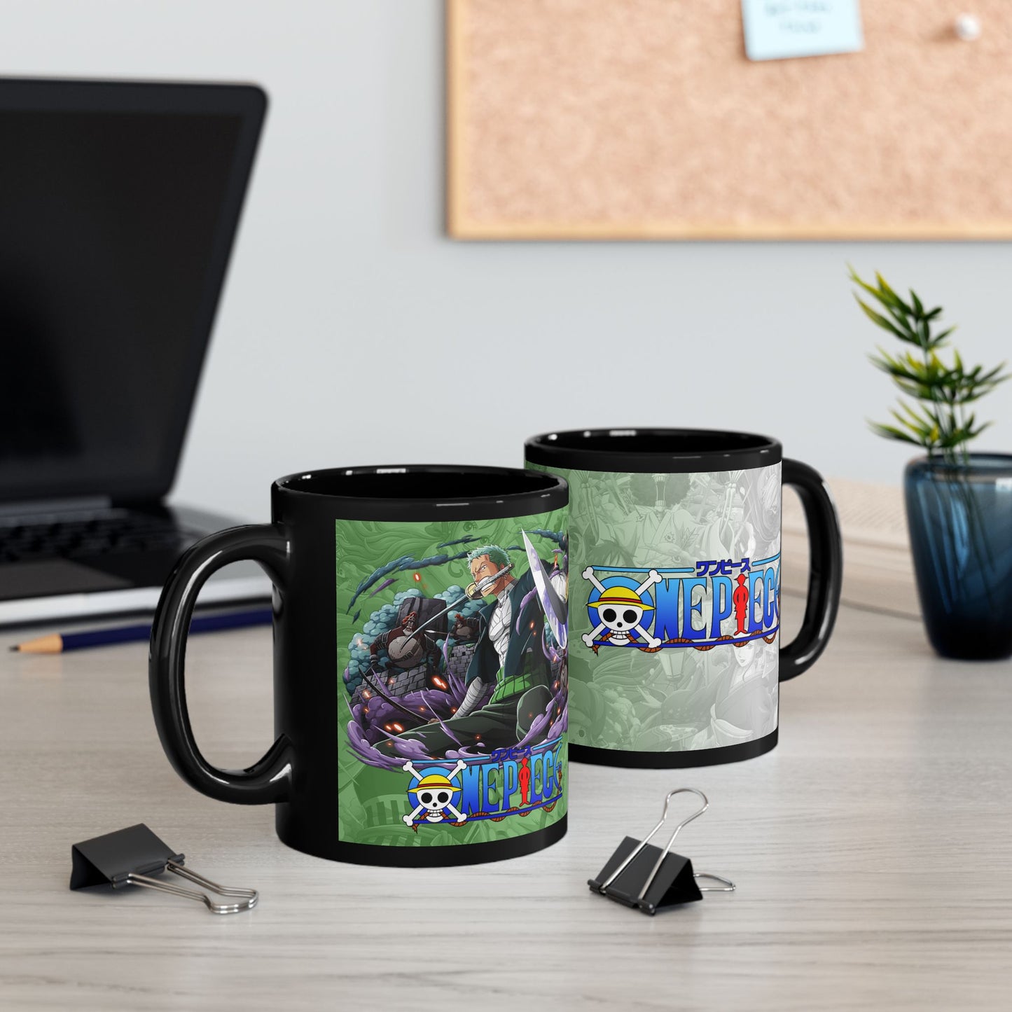 One Piece Black Mug Anime Pirate Crew Logo Coffee Cup 11oz