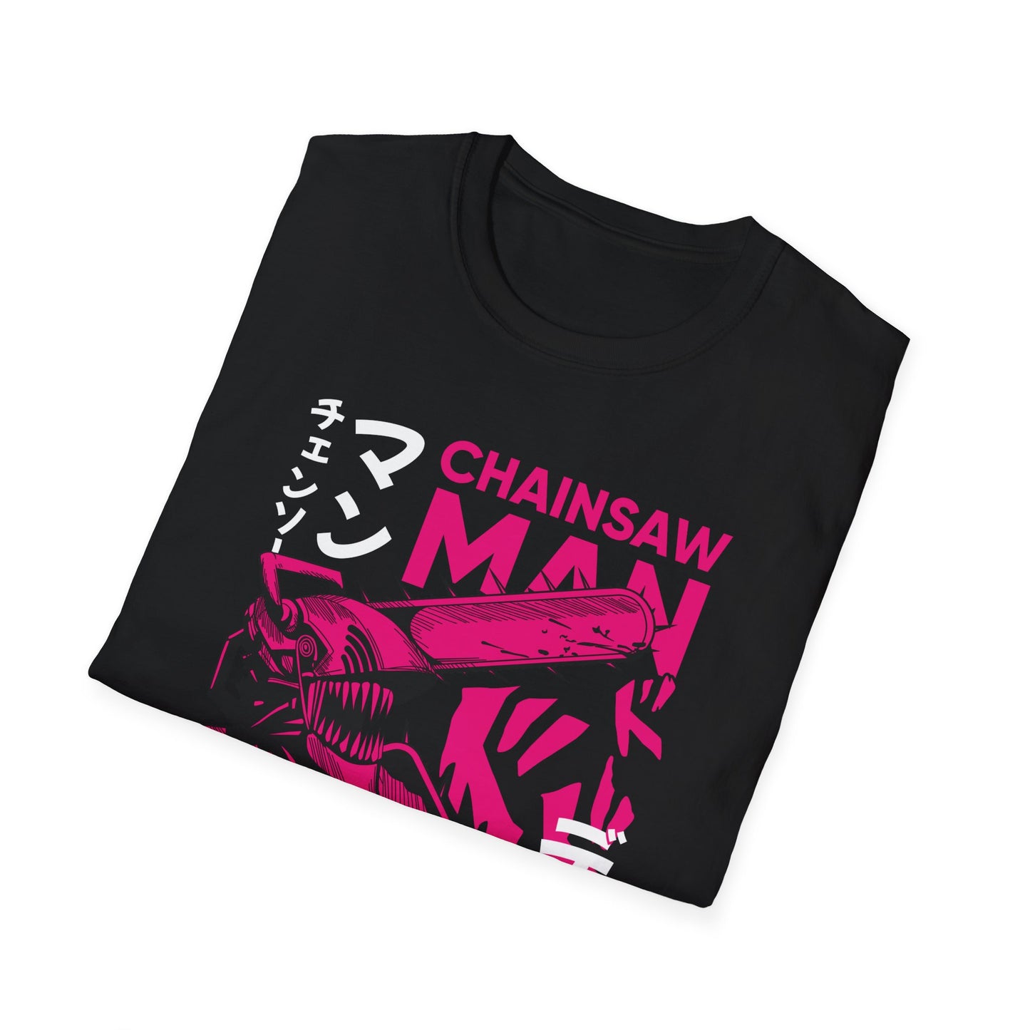 Chainsaw Man Graphic T-Shirt — Pink Neon Anime Design