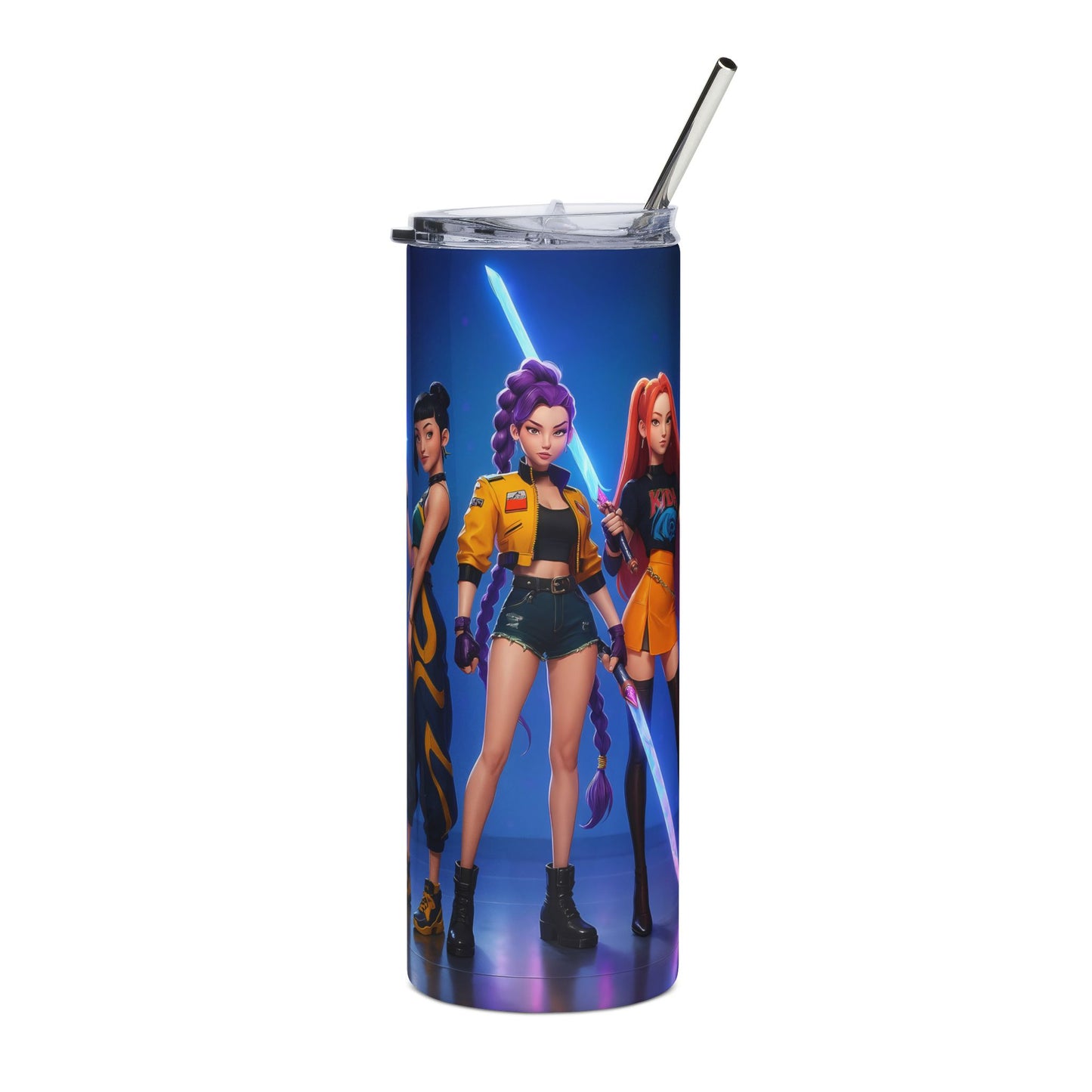Neon Cyber Girls Stainless Steel Tumbler | 20oz Skinny Travel Cup