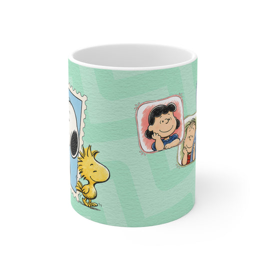 Snoopy Woodstock Stamp Mug | Cartoon Peanuts Characters