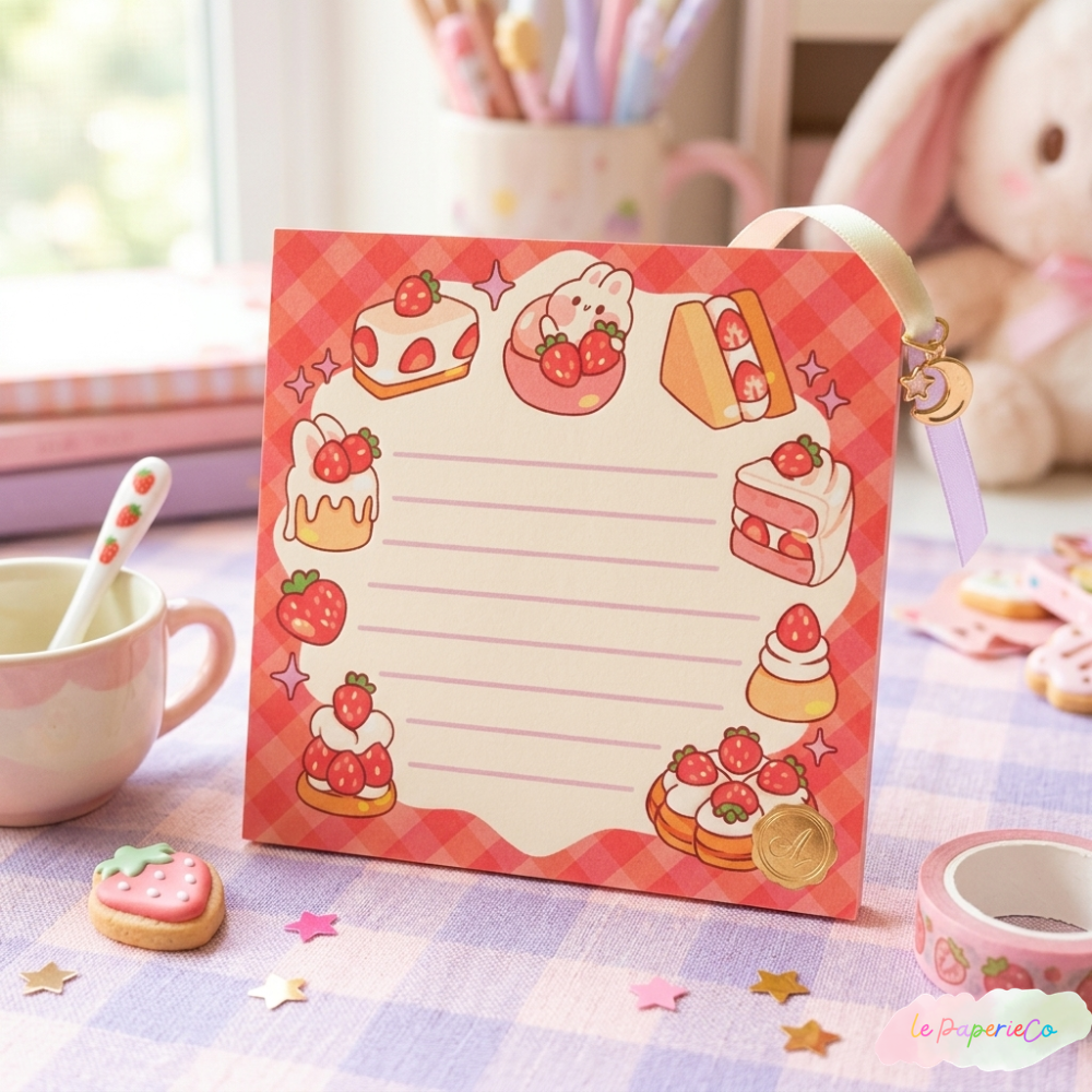 Kawaii Bunny Cake Notepad | 3x3 in, 50 pages