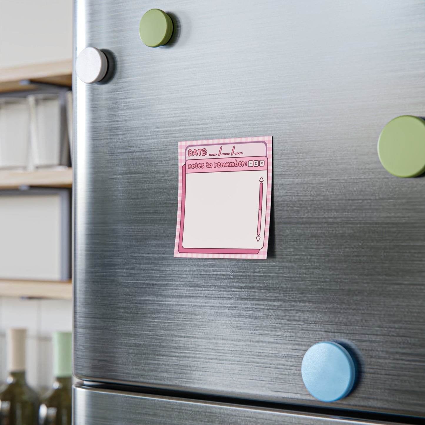 Pink Retro Desktop Sticky Note Pad | Date Field, Notes to Remember