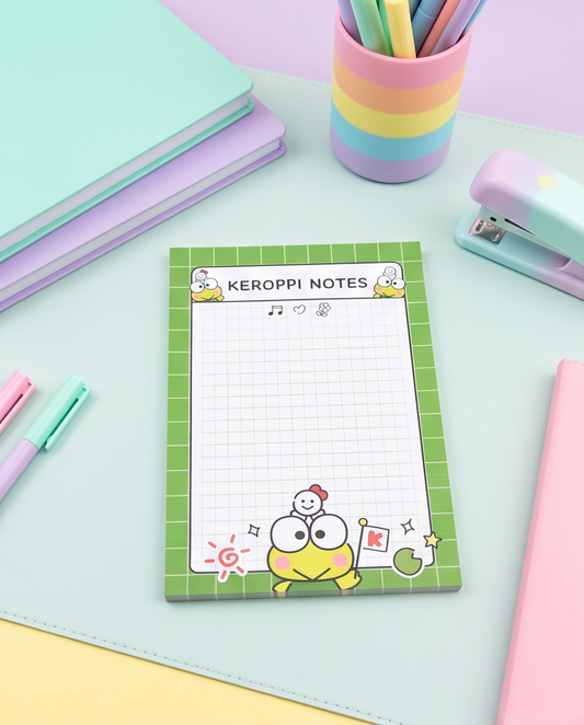 Keroppi-Inspired Notepad | Cute Desk Essential for School, Work & Journaling