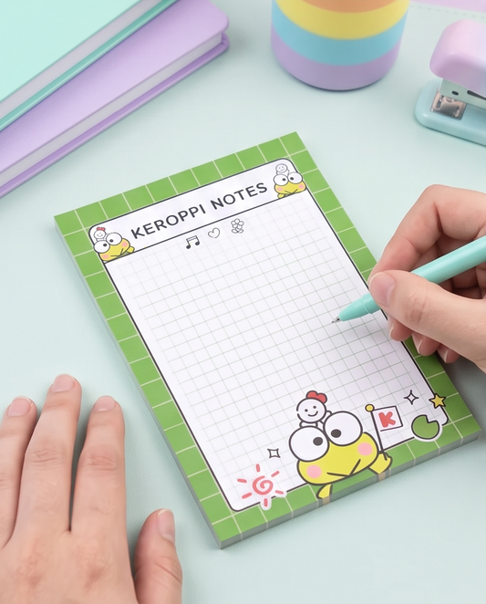 Keroppi-Inspired Notepad | Cute Desk Essential for School, Work & Journaling
