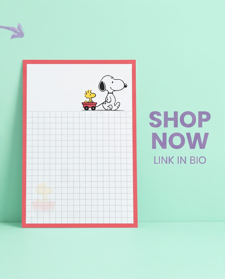 Red Beagle-Inspired Notepad | Cute Desk Essential & Back-to-School Must-Have