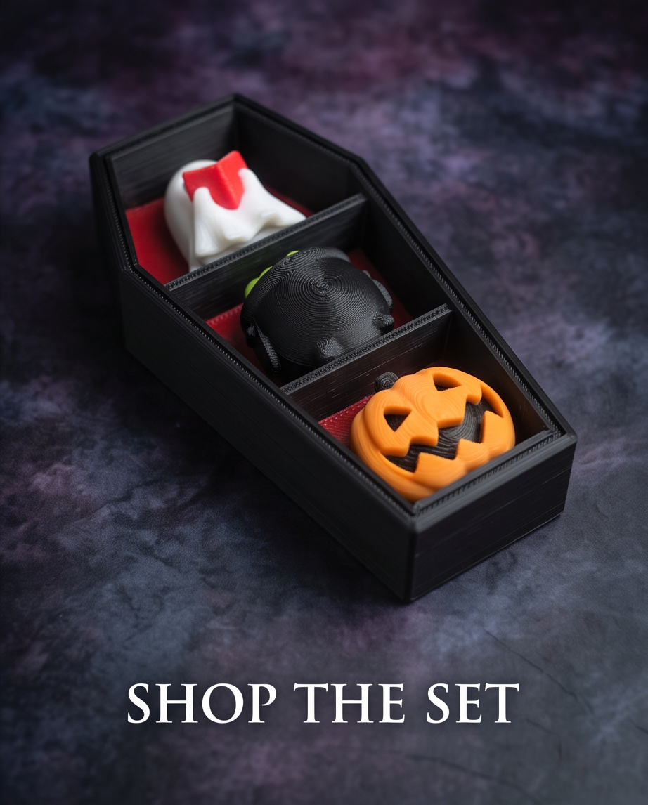 🎃 Coffin Shelf Halloween Clicker Display | Spooky Desk Décor & Fidget Toy
