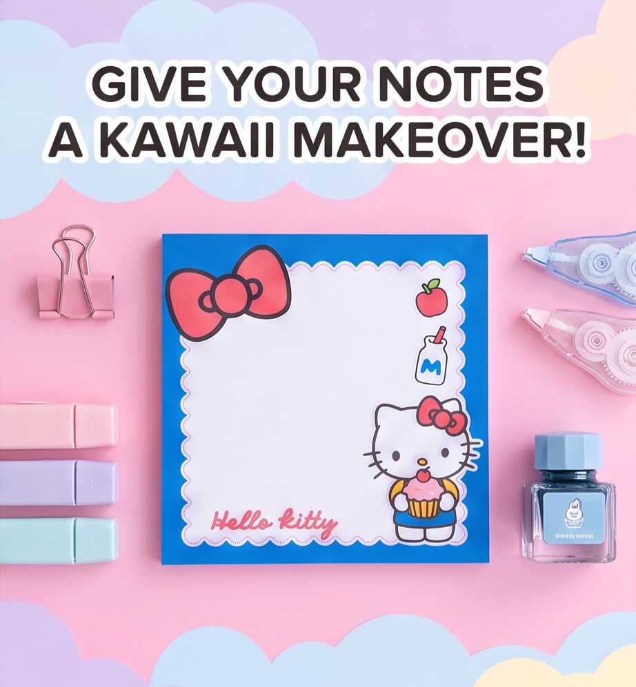 Blue Hello Kitty Bloc Notepad | Cute Kawaii Memo Pad for School, Office & Everyday Planning