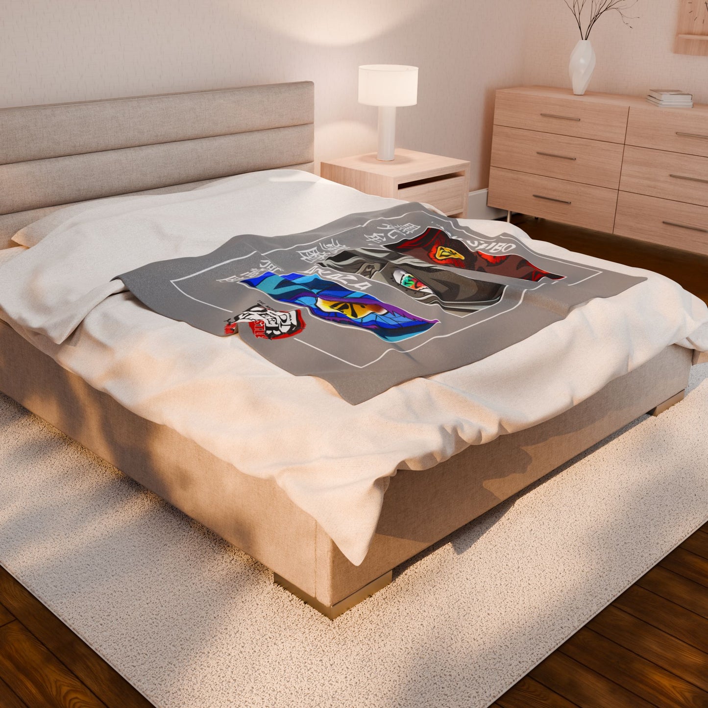 Demon Slayer Hashira Eyes Velveteen Plush Blanket | Anime Eye Panels