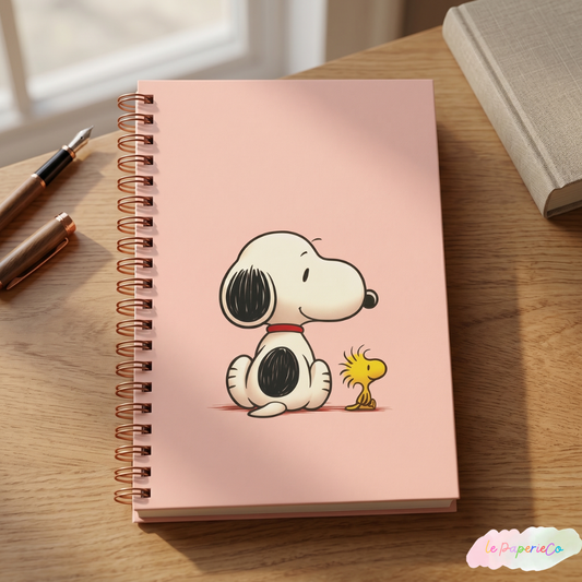 Cute Snoopy and Woodstock Notebook A5 5.82x8.26 in | Peanuts Friends Journal – Le Paperie Co