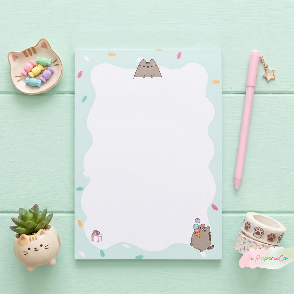 Kawaii Pusheen Notepad | Half Letter Size, 50 pages