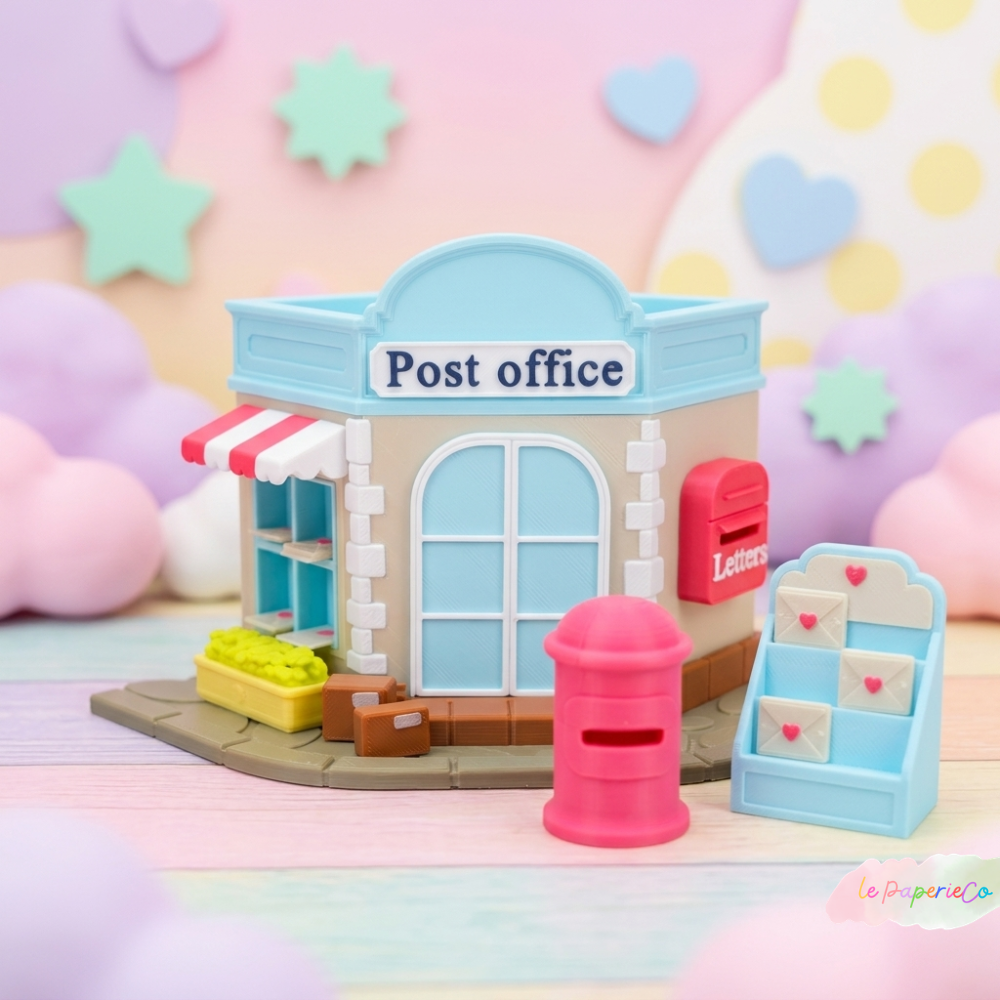 Kawaii Mini Post Office | Mini Village Set | Desk Toy, Desk Decoration