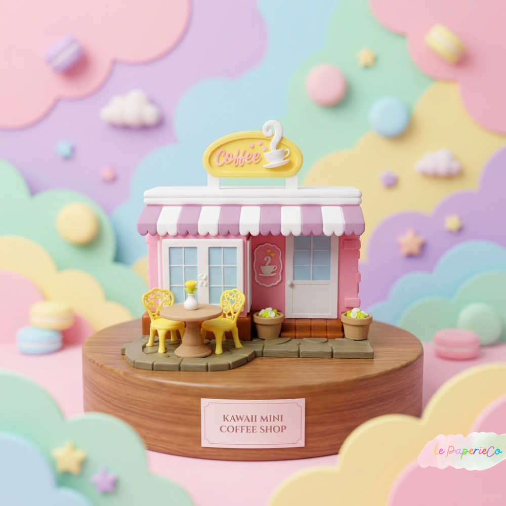 Kawaii Coffee Shop | Mini Village Set | Desk Toy, Desk Decoration