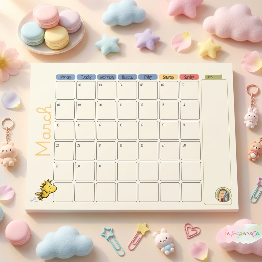 Kawaii Peanuts 2027 Calendar Pad