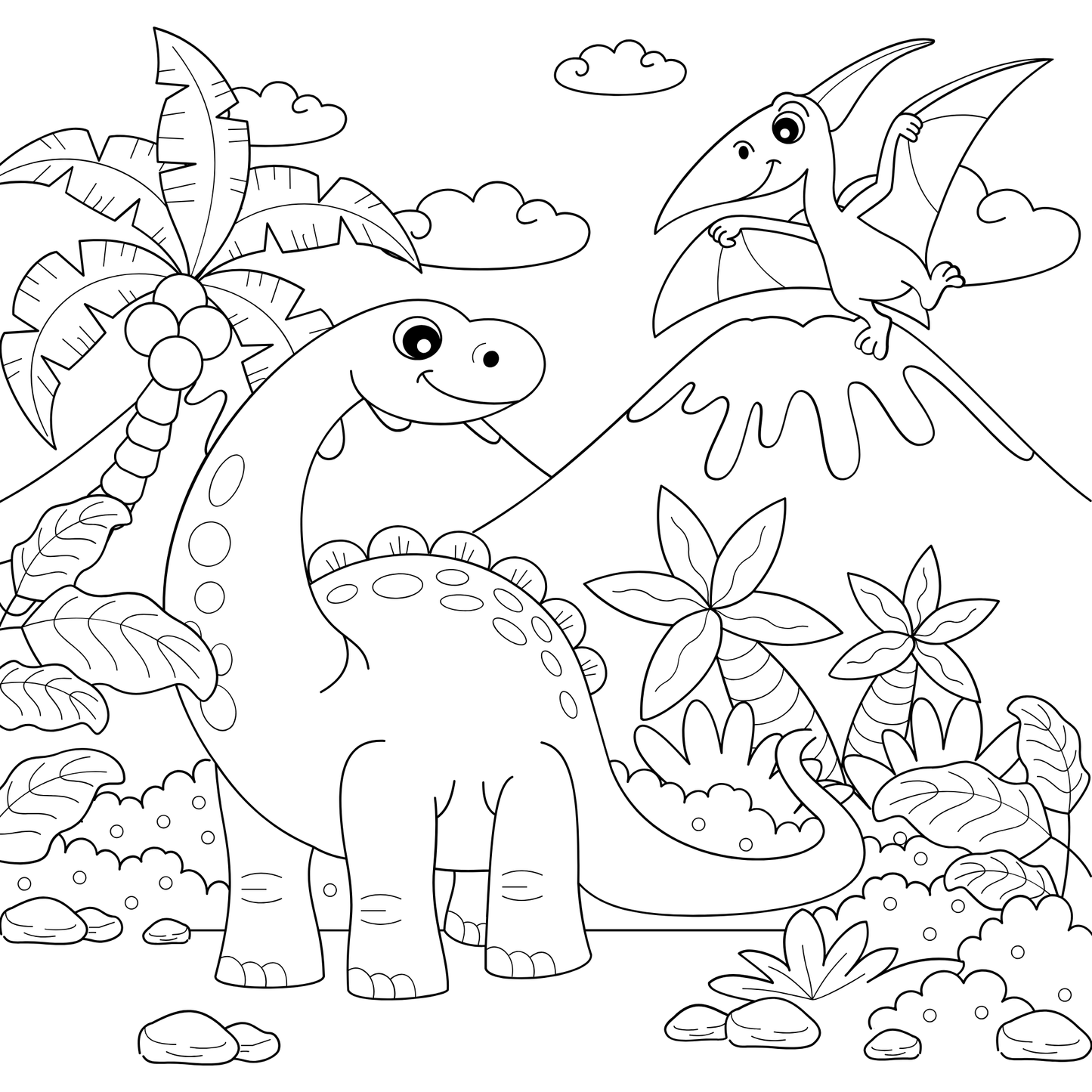 Kid's Dinosaur Adventure Coloring Book | 8x8 in