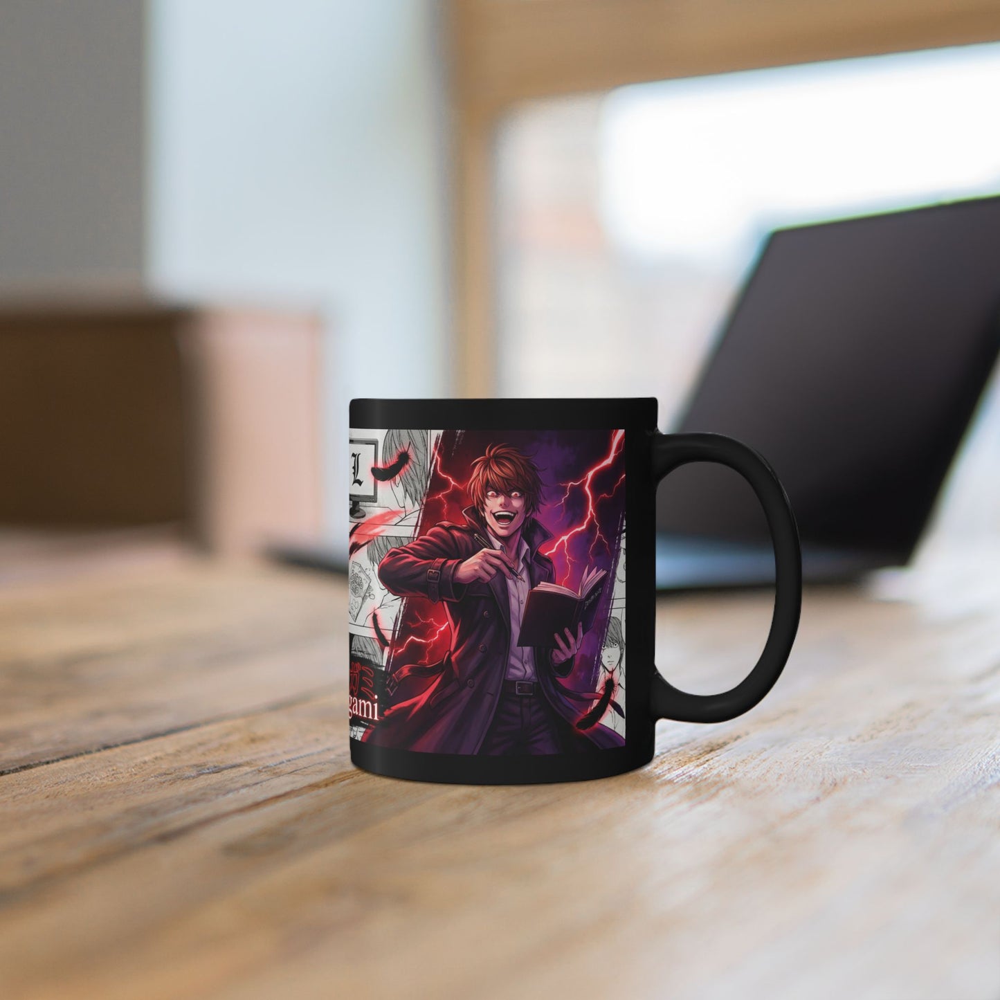 Anime Character Black Mug — Red Lightning Scene (11oz & 15oz)
