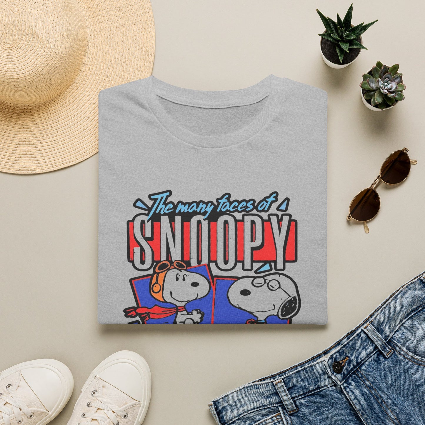 Snoopy Graphic T-Shirt — "The Many Faces of Snoopy" Retro Cartoon Tee