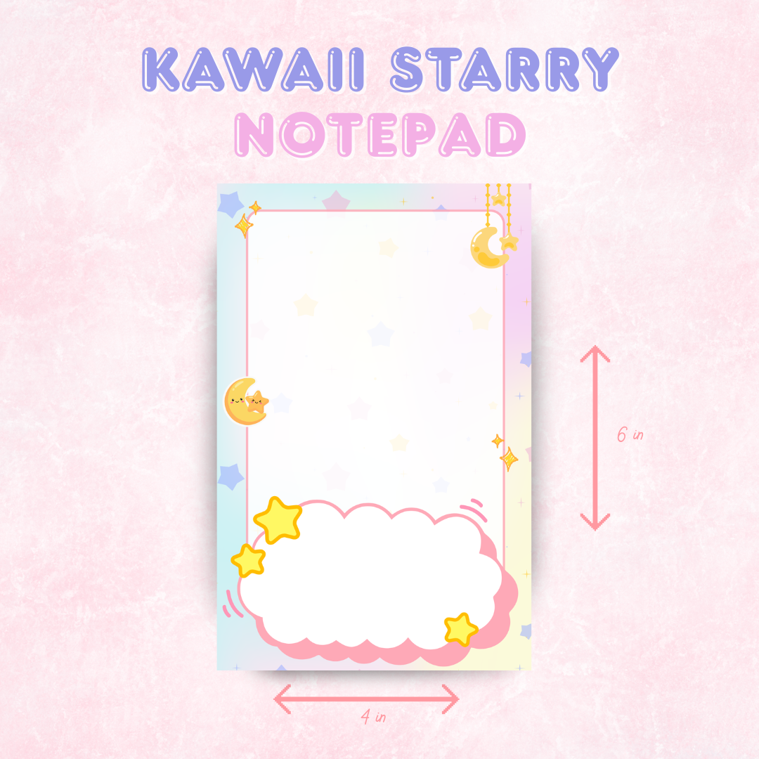 Kawaii Starry Notepad | 50 pages (4x6 in)