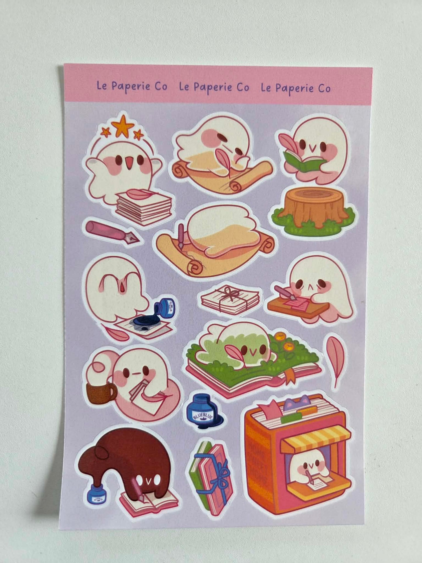 Kawaii Ghost Sticker Sheet | Journaling, Laptop Decal, Waterproof Vinyl