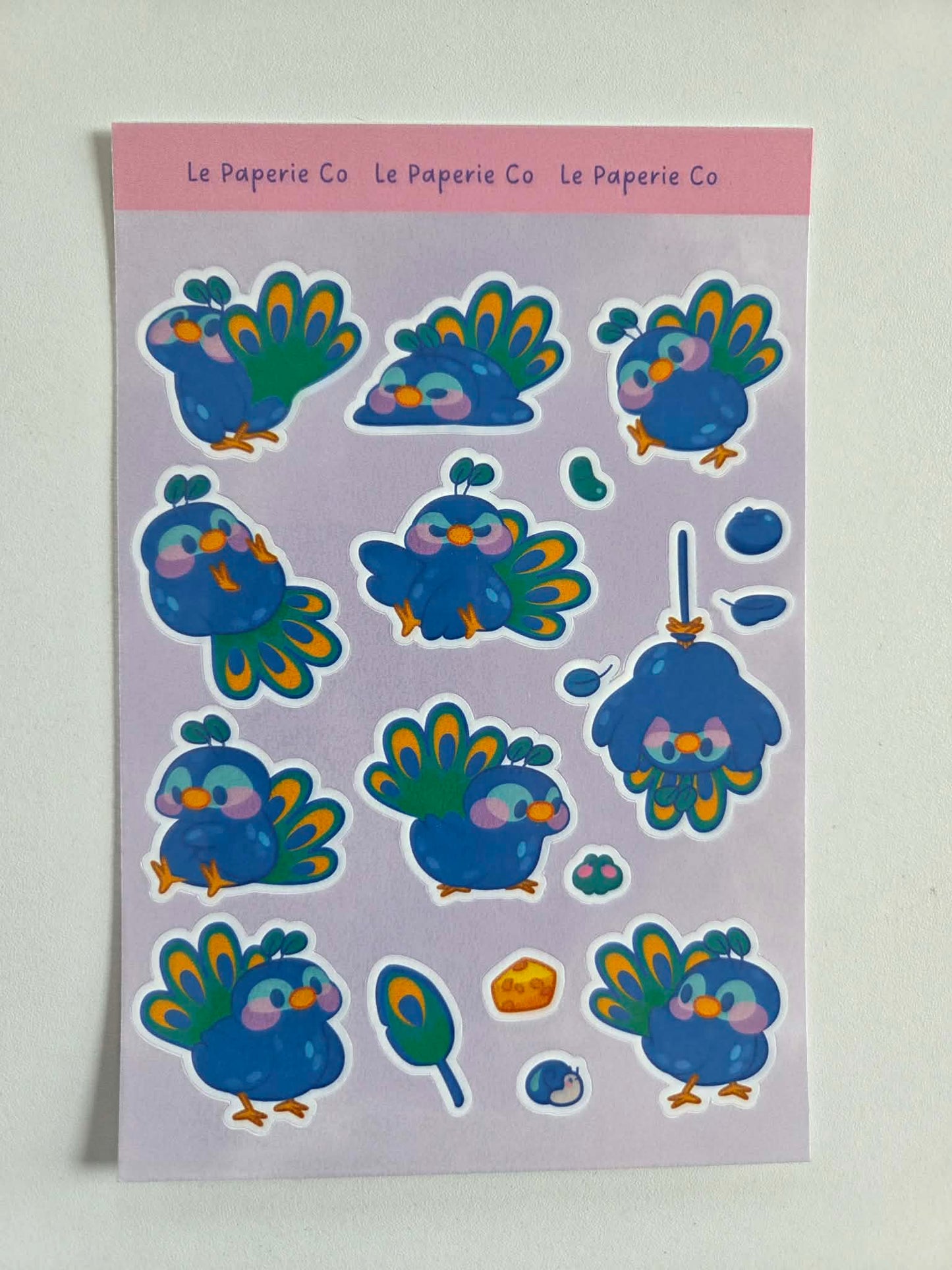 Chibi Peacock Sticker Sheet | Planner Laptop Decal, Waterproof Vinyl Birds