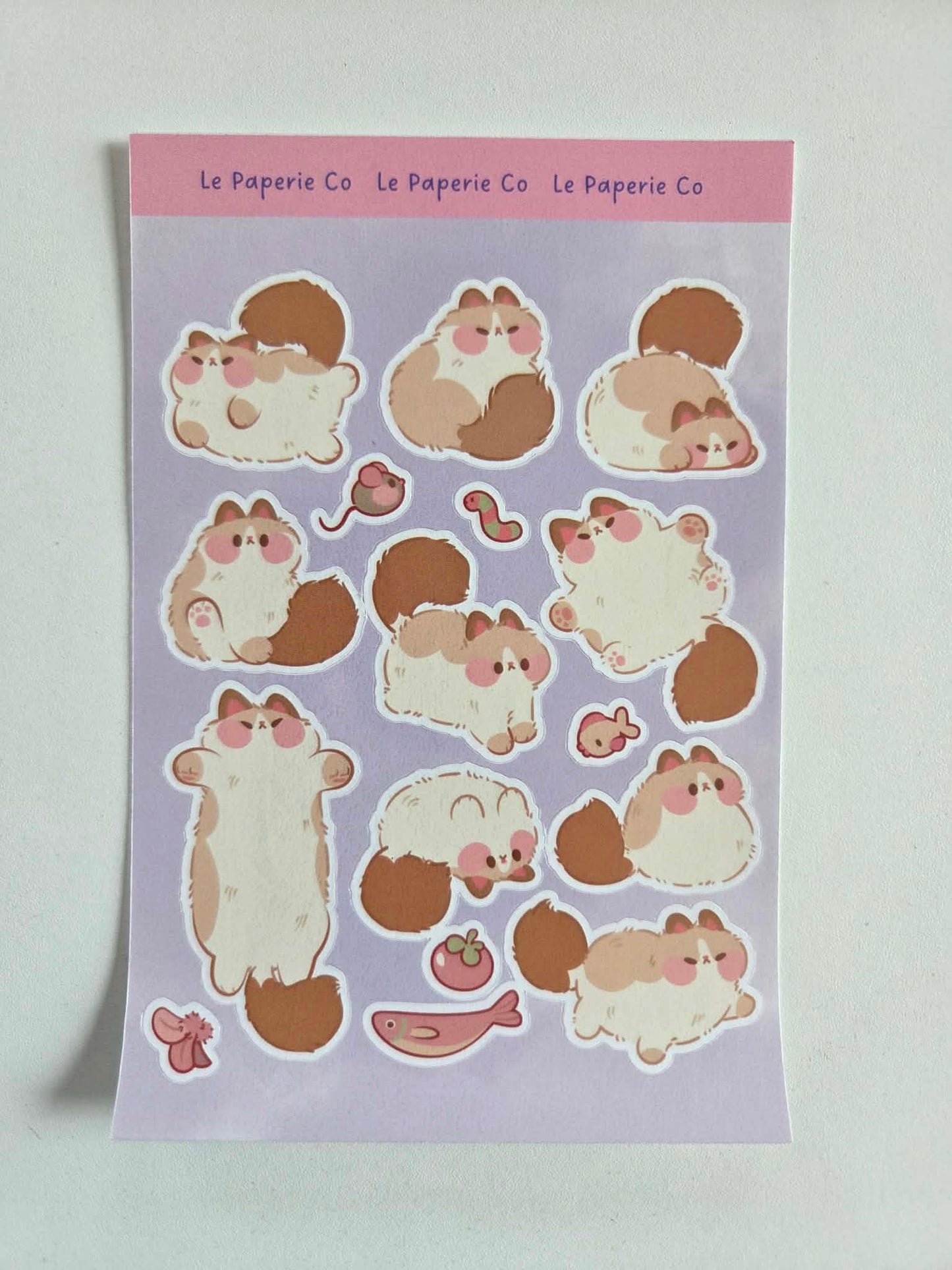 Fluffy Cat Sticker Sheet | Planner Laptop Decal (4x6 Inch)