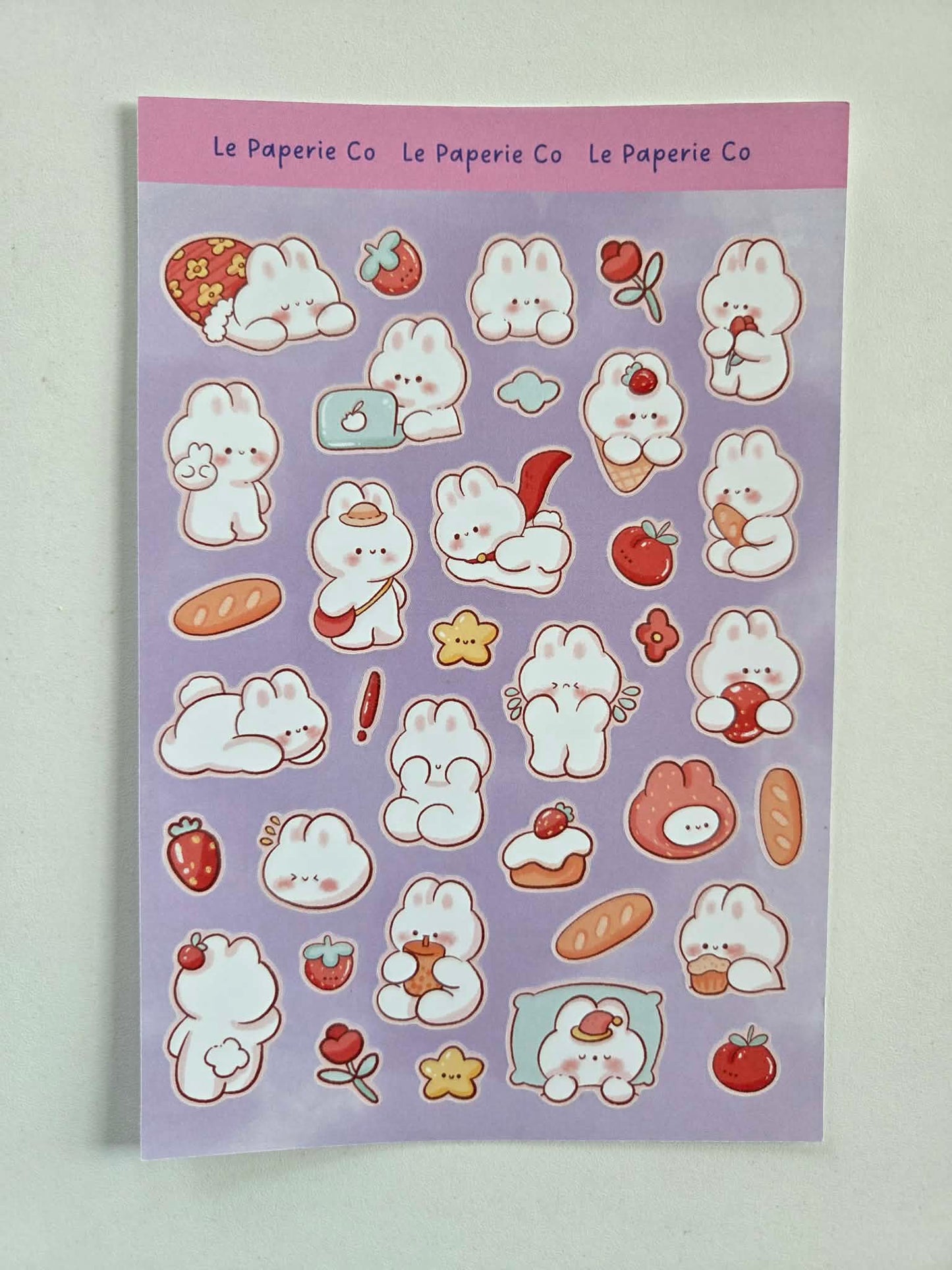 Kawaii Bunny Sticker Sheet | Adorable Laptop Decal, Planner Accessory
