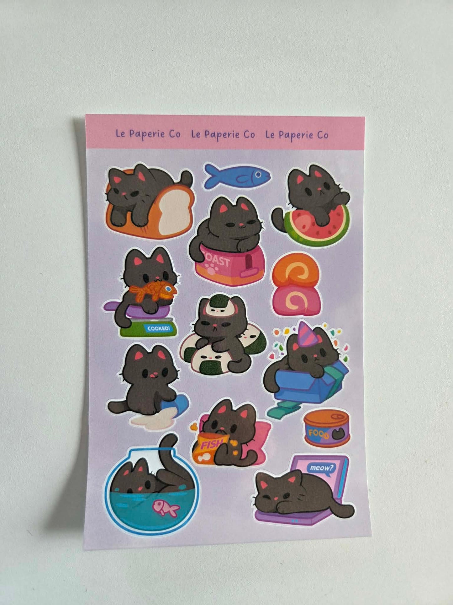 Chibi Cat Sticker Sheet | Kawaii Feline Laptop Decal, Planner Accessory