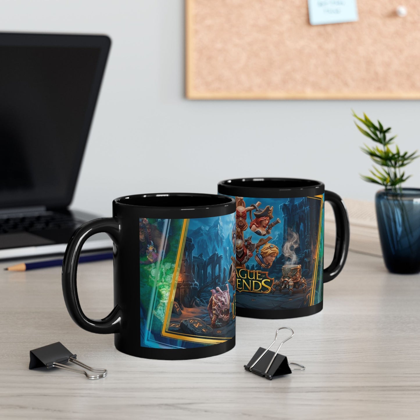 League of Legends Black Mug Champion Collage Gaming Coffee Cup