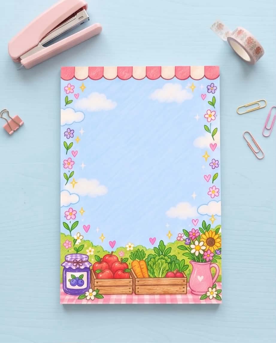 Farmers Market Memo Pad — Cute Stationery Paper
