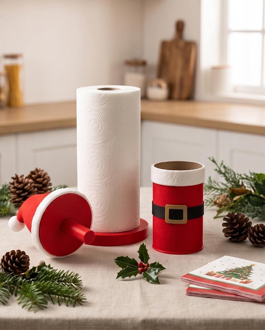 Santa Paper Towel Holder Set