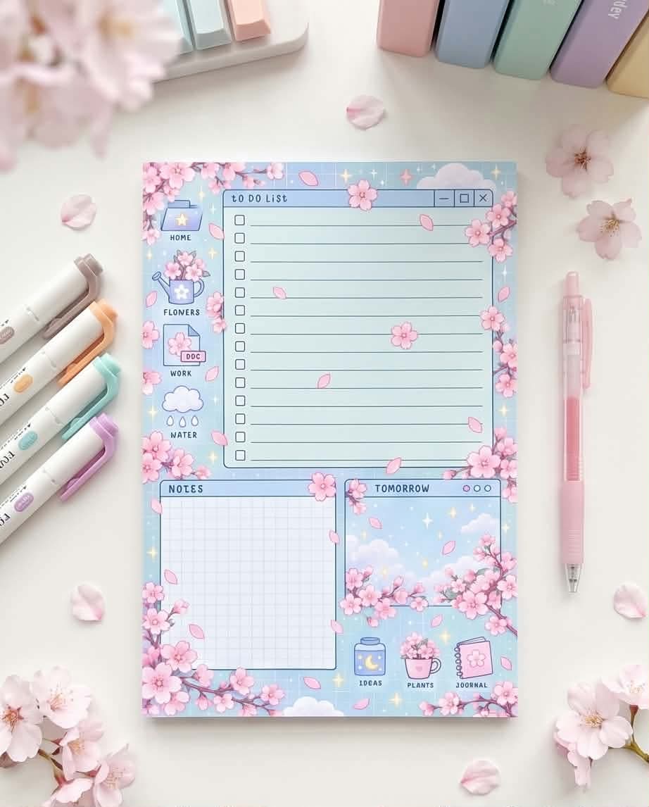 Cherry Blossom Sky To-Do List Memo Pad