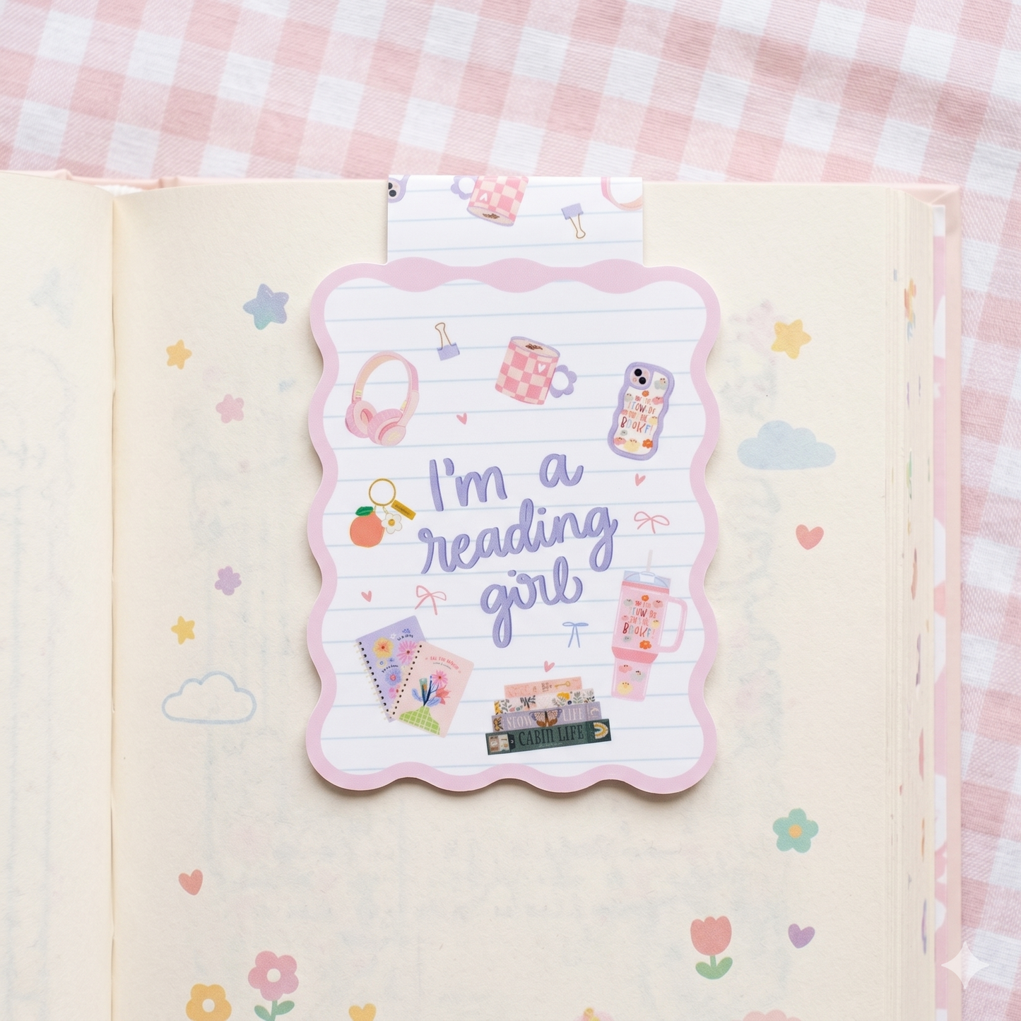 Kawaii "I'm a reading girl" Magnetic Bookmark