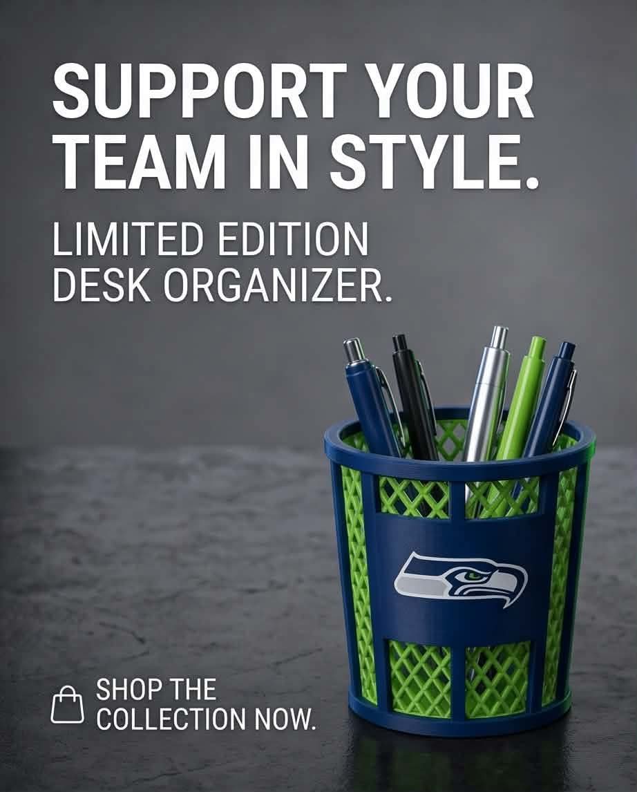 Seattle Seahawks 3D-Printed Pen & Pencil Holder
