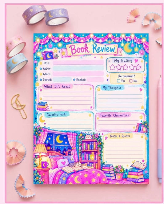 Cute Book Review Notepad