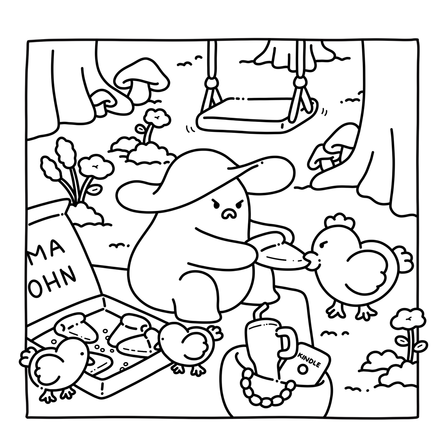 Kawaii Fluffy Days | 8x8 in Coloring book