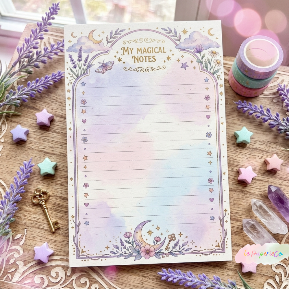 My Magical Notes Pastel Notepad | Witchy Celestial Stationery | Half Letter Size, 50 Sheets
