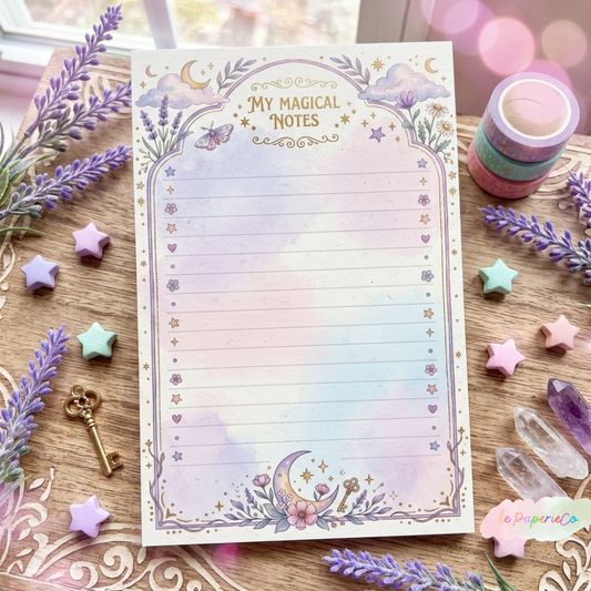 My Magical Notes Pastel Notepad | Witchy Celestial Stationery | Half Letter Size, 50 Sheets