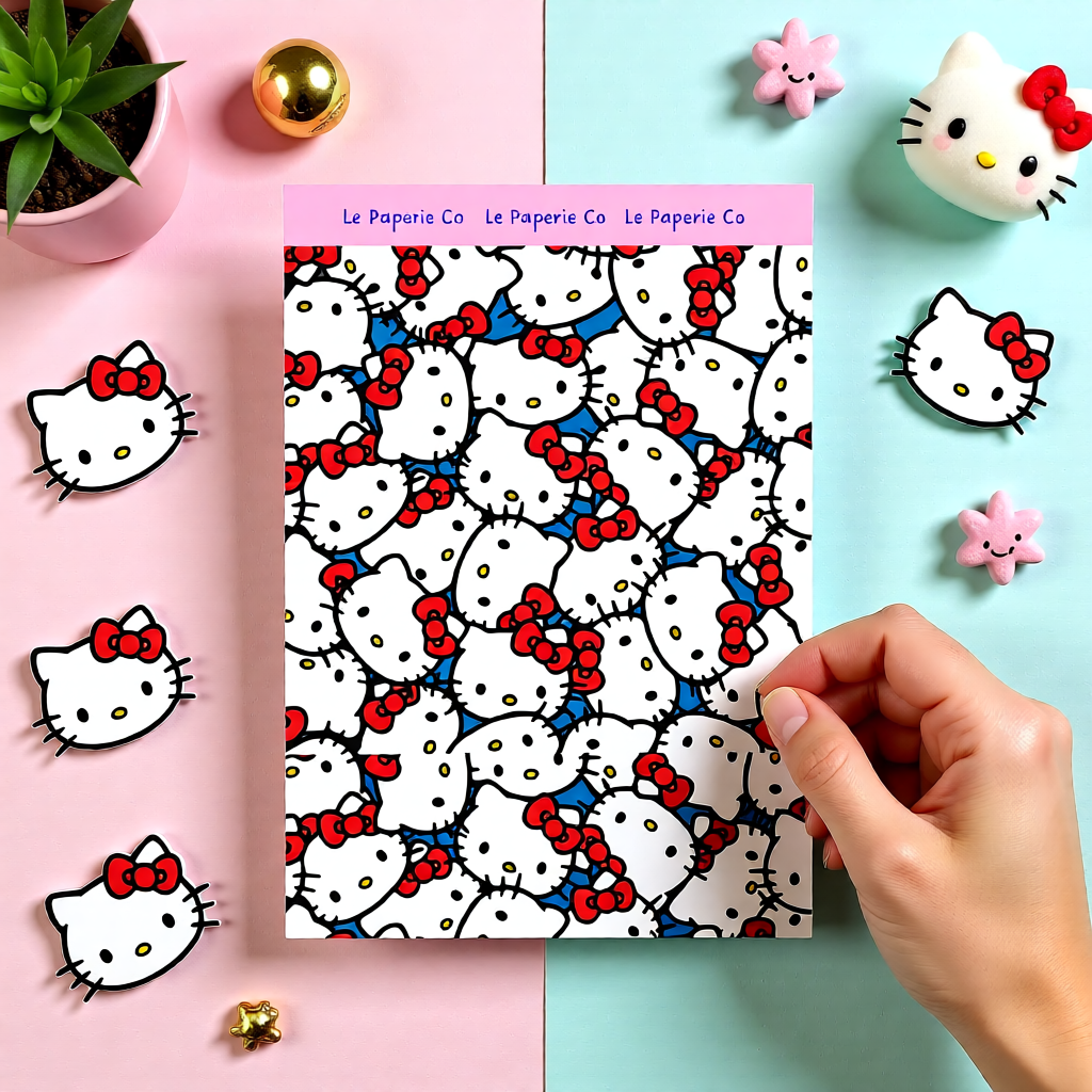 Kawaii Hello Kitty Cardstock Sticker Sheet | 5x7 inches, Stationary, Journaling