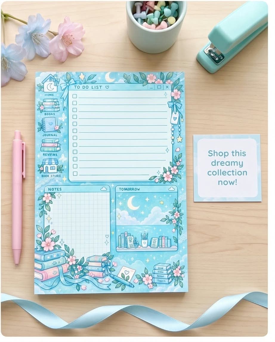 Dreamy Blue Celestial Planner Memo Pad