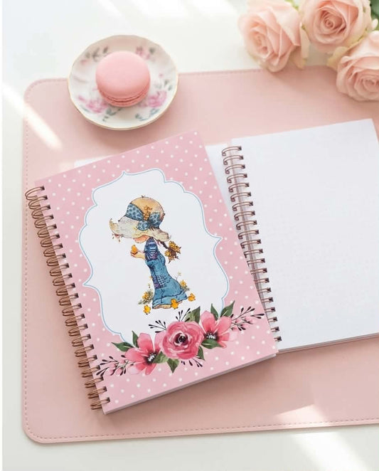 Vintage Polka Dot & Floral Custom Spiral Notebook