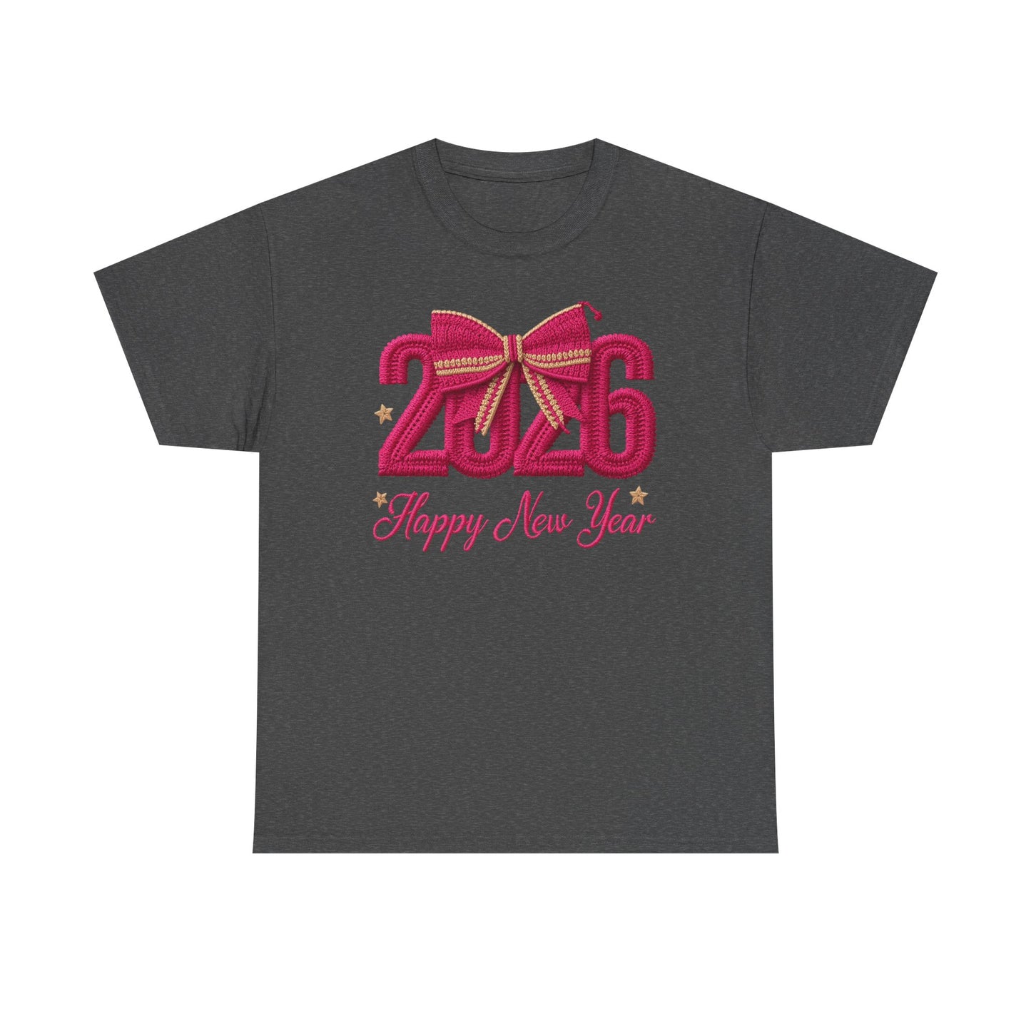 2026 Happy New Year Tee – Festive Pink Bow Celebration T-Shirt