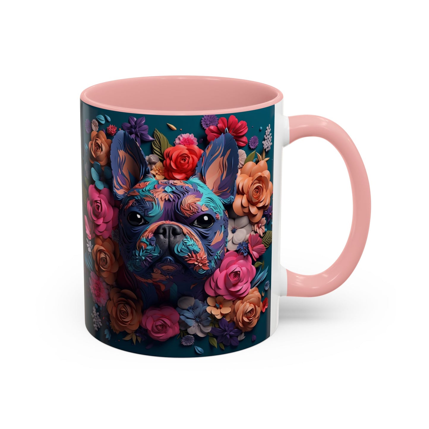 Floral French Bulldog Accent Coffee Mug  Colorful Dog Art 11/15oz