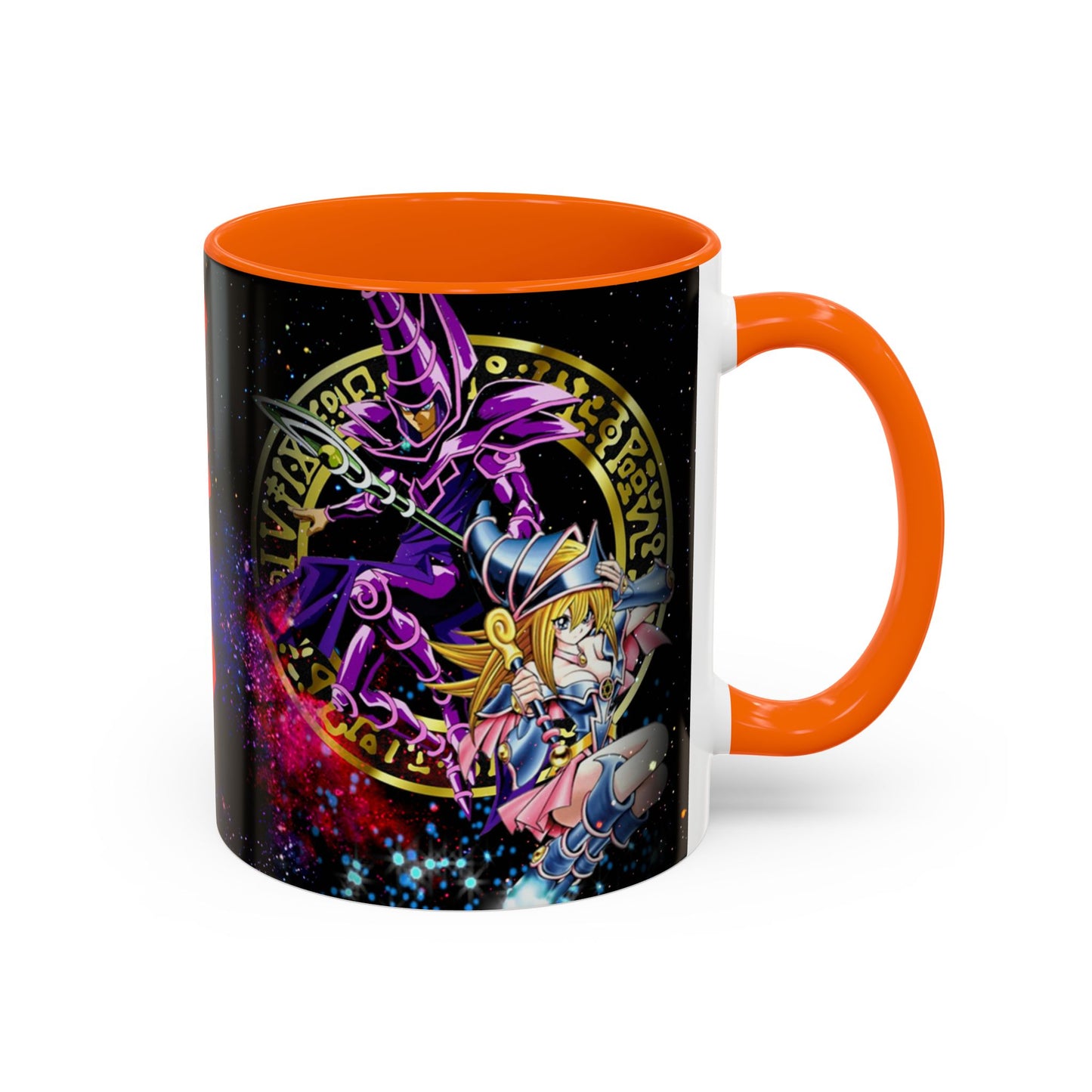 Yu-Gi-Oh! Dark Magician & Dark Magician Girl Accent Coffee Mug | Anime Duelist Galaxy Design (11/15oz)