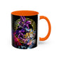 Yu-Gi-Oh! Dark Magician & Dark Magician Girl Accent Coffee Mug | Anime Duelist Galaxy Design (11/15oz)