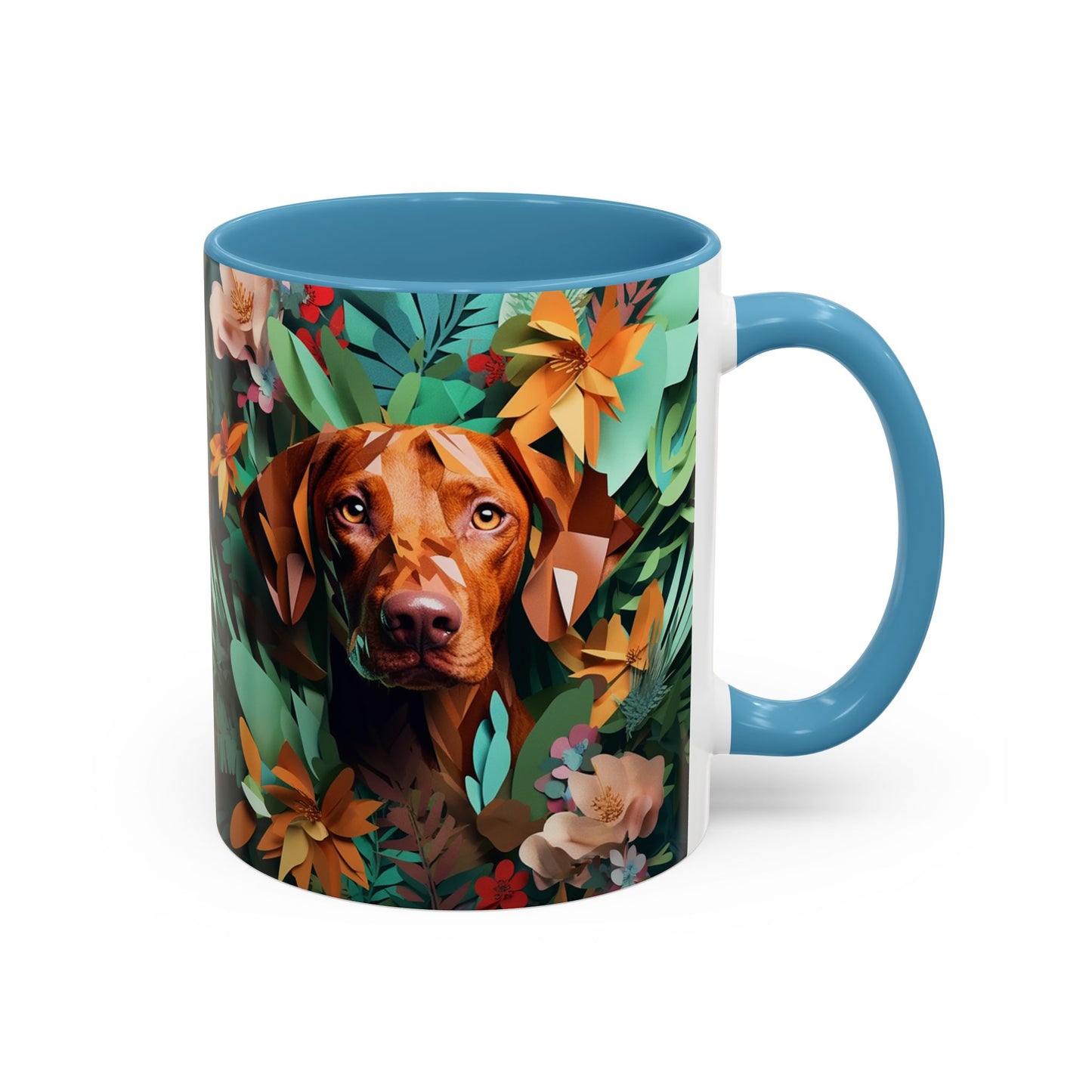Vizsla Floral Accent Coffee Mug — Dog Portrait Botanical 11/15oz
