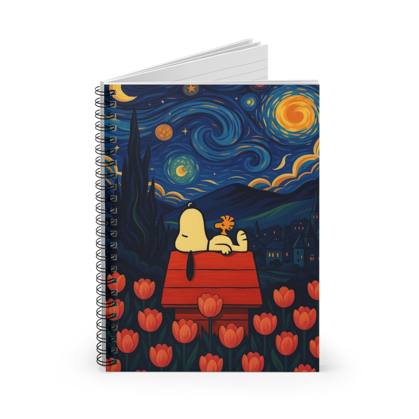 Starry Night Snoopy Scene Notebook | Spiral Ruled Journal
