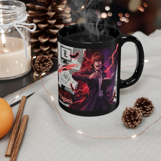 Anime Character Black Mug — Red Lightning Scene (11oz & 15oz)