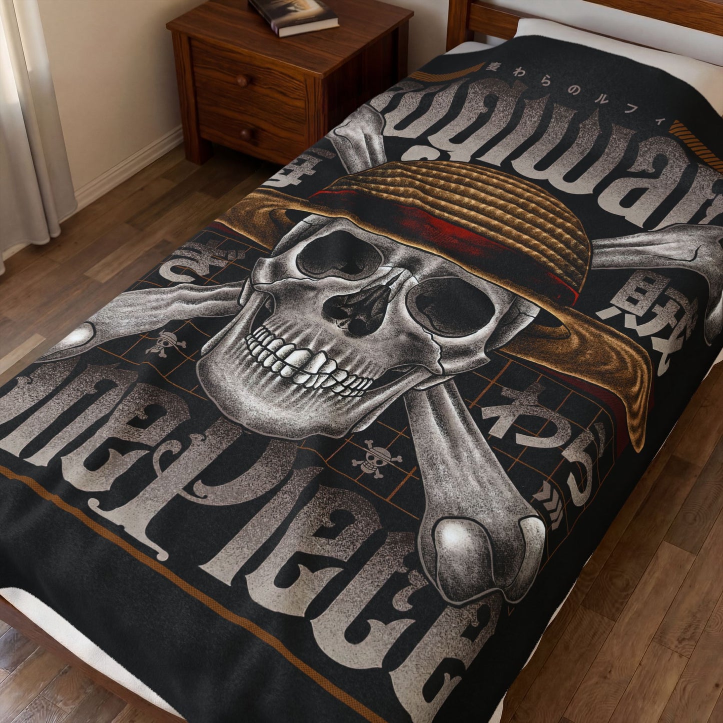 Velveteen Plush Blanket — One Piece Straw Hat Skull Pirate Throw