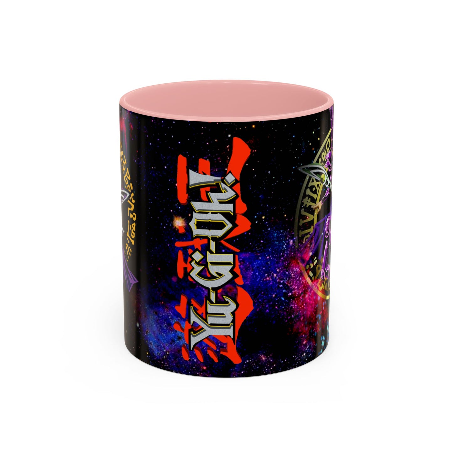 Yu-Gi-Oh! Dark Magician & Dark Magician Girl Accent Coffee Mug | Anime Duelist Galaxy Design (11/15oz)