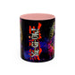Yu-Gi-Oh! Dark Magician & Dark Magician Girl Accent Coffee Mug | Anime Duelist Galaxy Design (11/15oz)